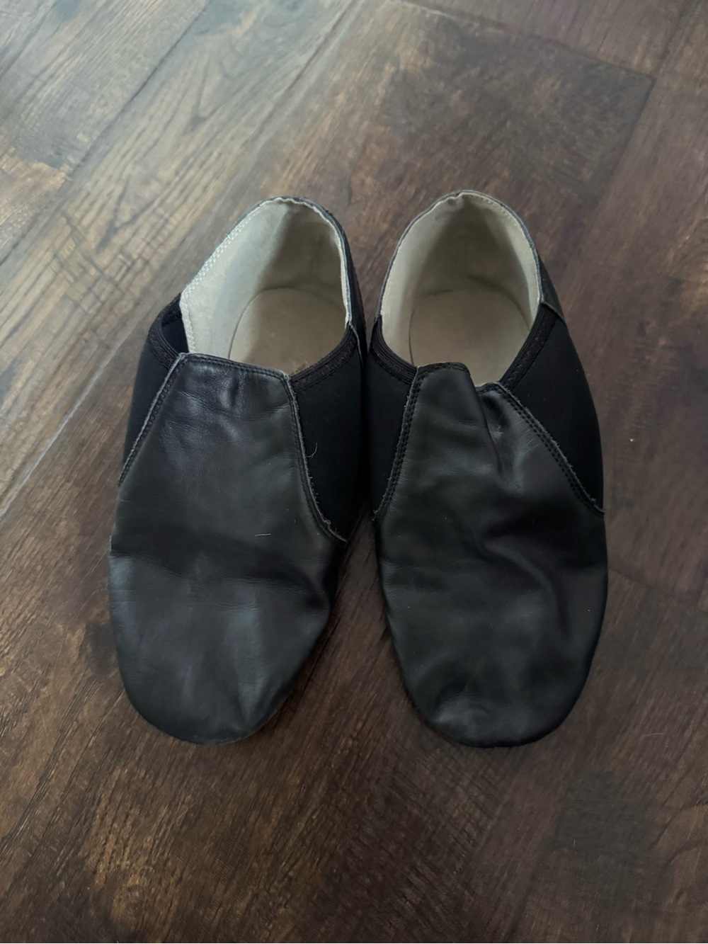 Black Leather Split-Sole Jazz Shoes